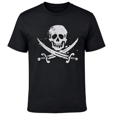 Distressed Pirate Skull Crossed Swords Jolly Roger Graphic Man's T-Shirt