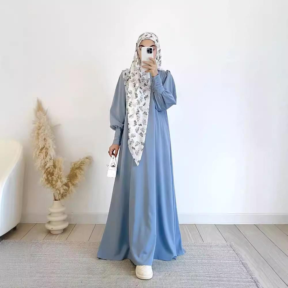 2024 Spring Luxury Soft Satin Swing Dress for Muslim Women