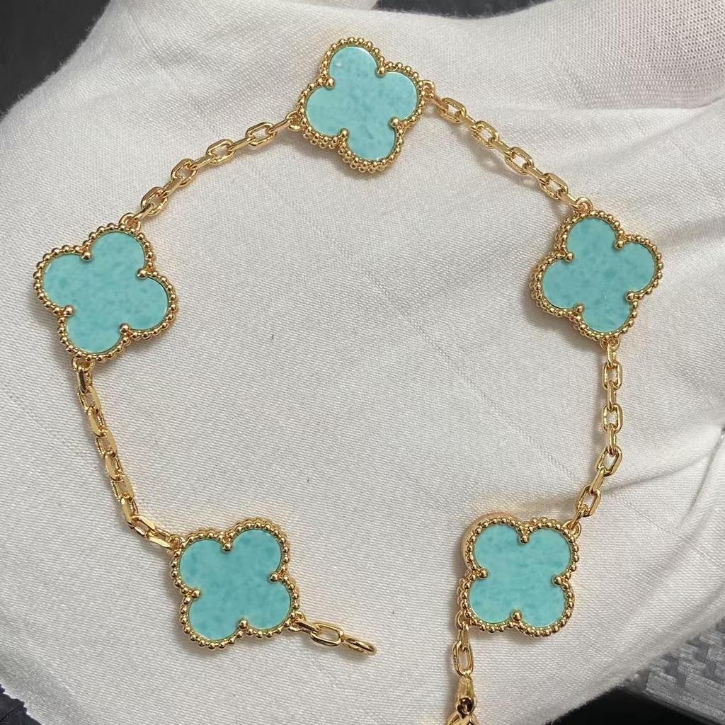 Nuova Versione Bracciale Quadrifoglio Cinque Fiori Agata Rossa Naturale Madreperla Bianca Bracciale da Donna Bracciale Laser