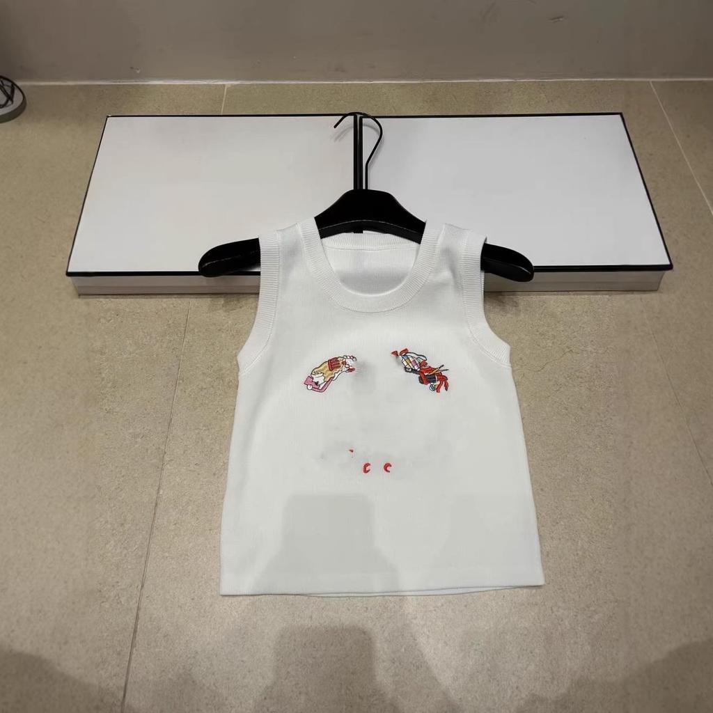 Xiang Family Colorful Embroidered Round Neck Knit Vest - Slimming & Versatile Summer Top (2026 Model)