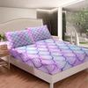 Mermaid Scale Fitted Sheet Fish Scales Bedding Set Sea Underwater World Bed Sheet Set for Girls Ocean Marine Theme King Size