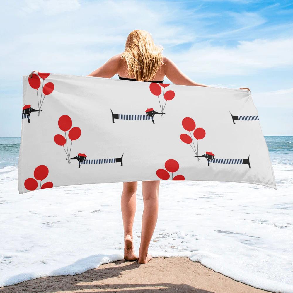 

Cute Cartoon Dachshund Dog Pet Beach Towel Super Water Absorbation Bath Towel Travel Bathroom Camping Towel for Adults Kids Gift W40*H60(CM)