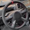 Auto stuurhoes lederen bekleding voor Nissan Almera N16 X-Trail T30 Primera (P12) Terrano 2 Pathfinder uit 2001-2007 met rode balk