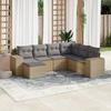 VidaXL Garden Lounge Set with Cushions 7 Pcs, Patio Sofas, Patio Furniture Set, Outdoor Furniture, Beige 3222898