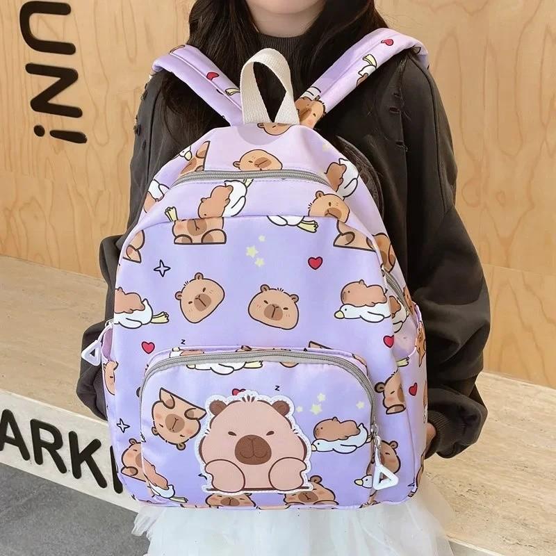 Cartoon Capybara Printting Backpack School Bag For Cute Kids Breathable Gift
