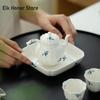 130ml Pure Hand-painted Butterfly Orchid Ceramic Teapot Elegant Pot Household Tea Soaking Kettle for Tea Accessories Ornaments