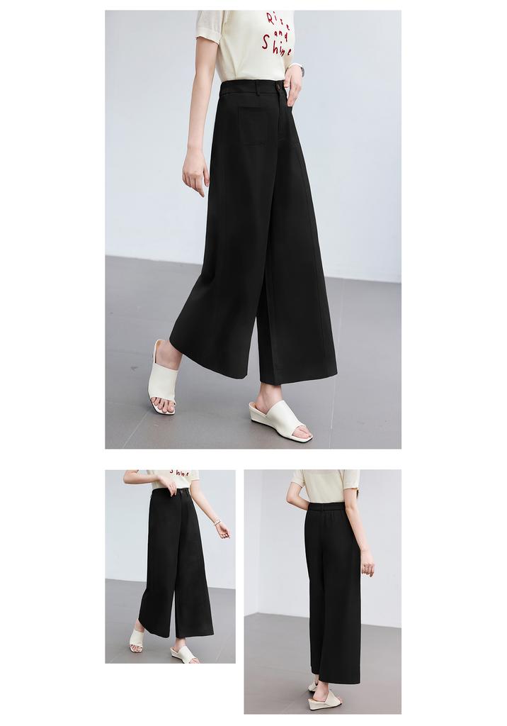 Summer "Nine Cent Overture" Series High-Waist Loose Nine-Cent Wide-Leg Pants
