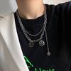 "European & American Double-Layer Love Necklace: Hip-Hop Inspired Long Sweater Chain for Women"