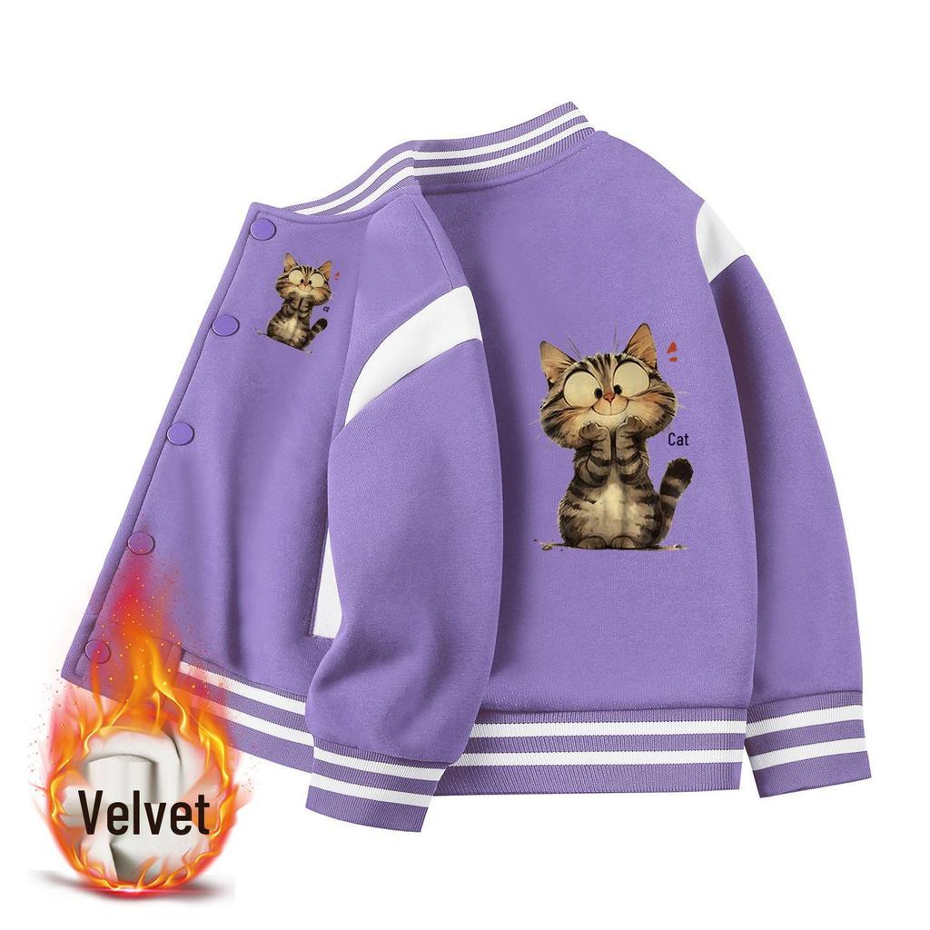 Children's Autumn Baseball Jacket - Velvet Lined, Thickened for Boys & Girls 2026 Winter Style.