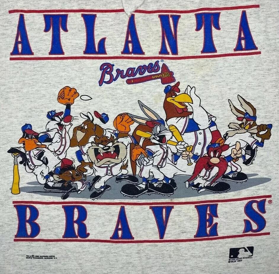 26 Reprint Atlanta Braves Looney Tunes T Shirt 90s Warner Bros Graphic HN1781 Unisex T-Shirt XXXL