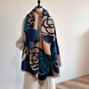 New Luxury Winter Camellia Two-Sided Cashmere Jacquard Scarves High Quality Women Thicken Wrap Shawl Ladies Wool Pashmina Scarf