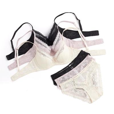 Set Lingerie Donna Estivo Sexy Ricamo in Pizzo Reggiseno Push Up a Coppa Sottile Francese Set Intimo Comodo e Traspirante Reggiseno e Slip da Donna
