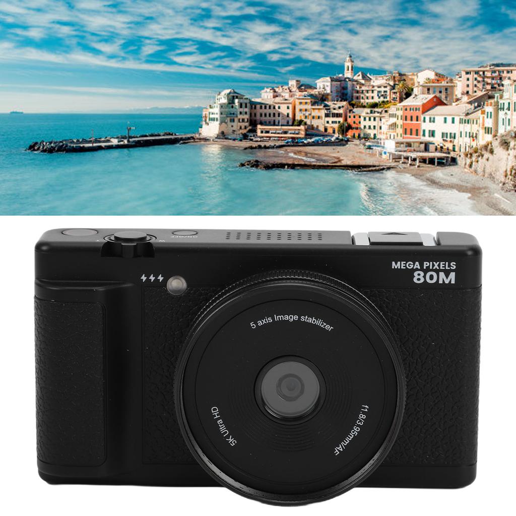 Digital Camera 80MP 5K with 270 Degree   Screen 2.8 Inch LED Fill Light 18x Zoom HD Compact Travel Video Camera for Beginner Students