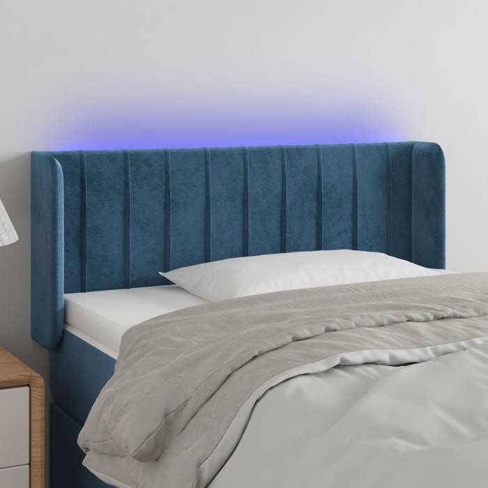 VidaXL Tête de Lit à LED Meuble de Chambre à Coucher Accessoire de Lit Simple Tête de Cadre de Lit Intérieur Bleu Foncé 3123514