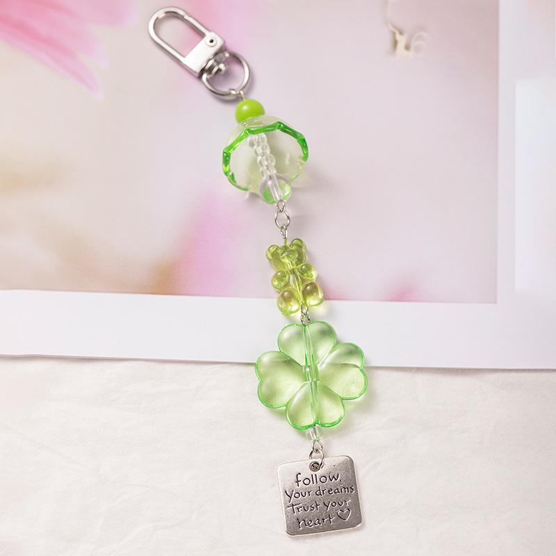 Fresh Lucky Grass Mobile Phone Chain Lanyard Beaded Wind Chimes Bag Pendant Ins Wind Keychain Versatile Bag Pendant
