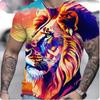 Summer Casual Men's Clothing Oversized Loose Lion Pattern Printed Short Sleeved Round Neck Fitness T-shirts