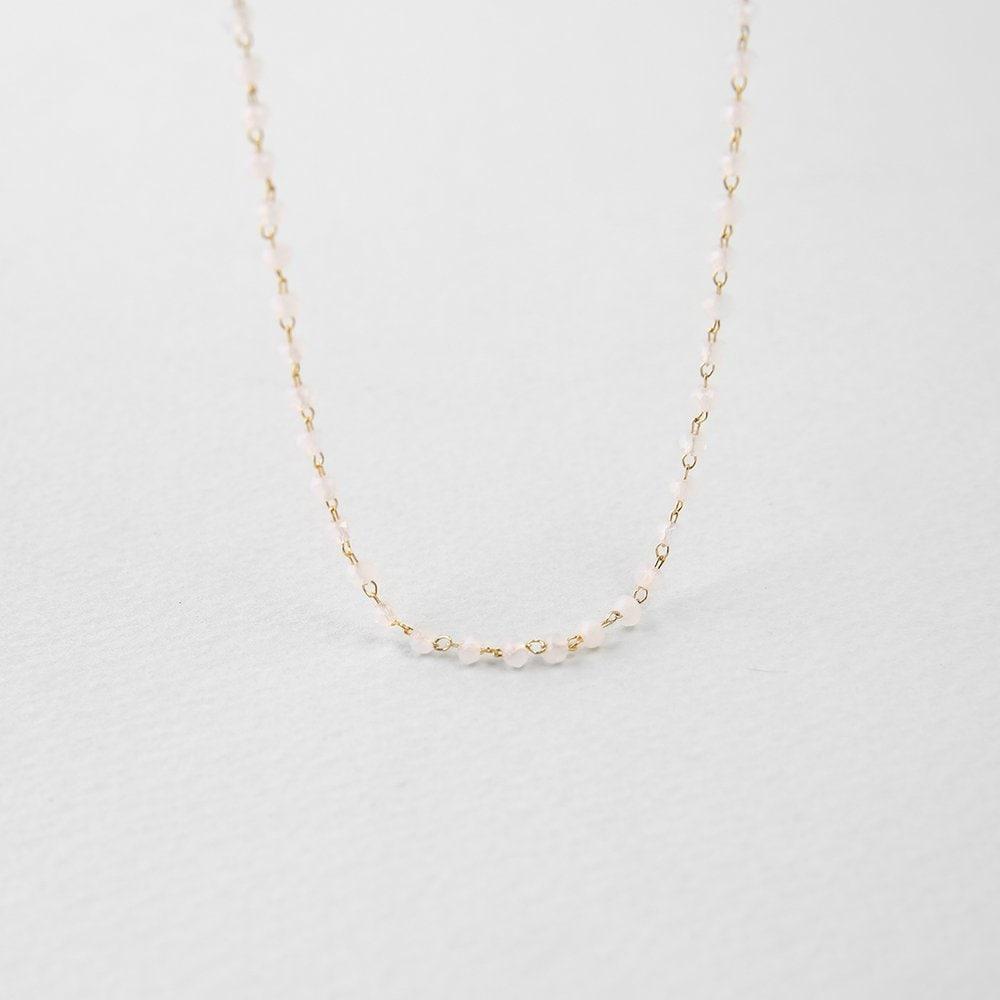 [Judy And Paul] Leshu Pink Opal Bead Chain Necklace N51532