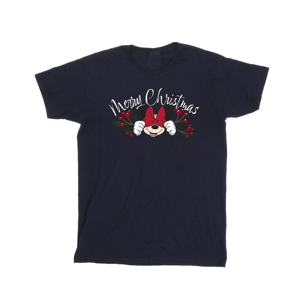 Disney Mens Minnie Mouse Christmas Holly T-Shirt