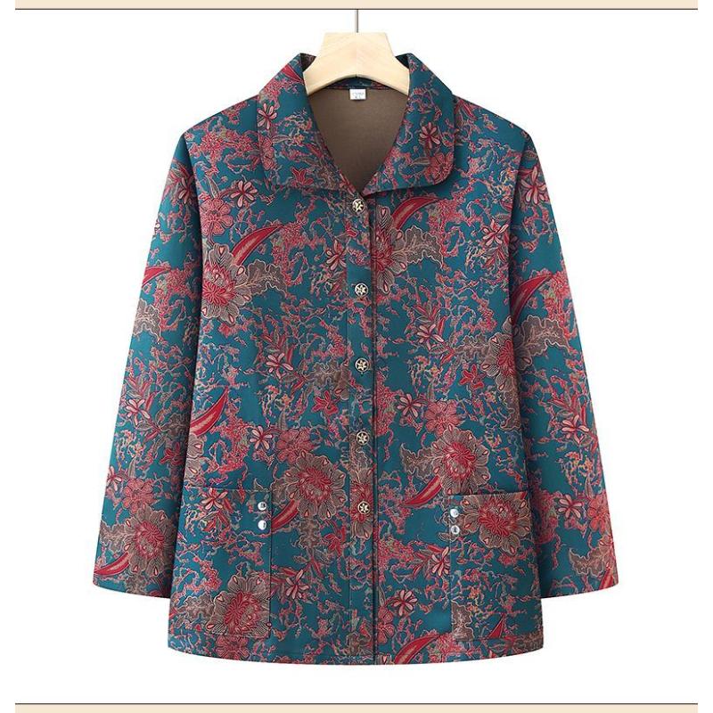 Button Cardigan Ladder Printed Coats Long-sleeved Jacket Casual Fashion Top