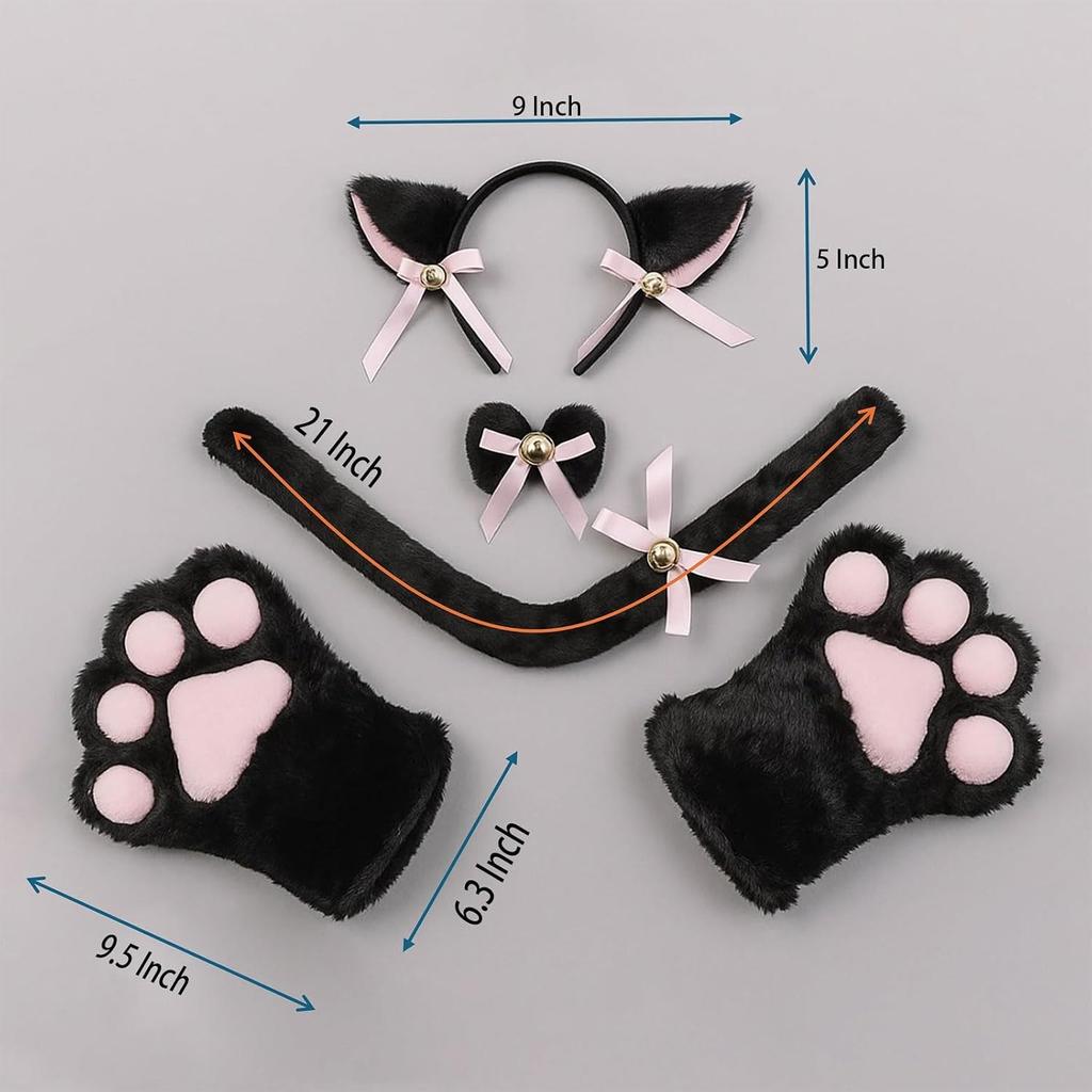 Cat Paw Gloves Cute Animal Cosplay Plush Furry Hand Soft Winter Warm Animal Costume Halloween Cosplay Race Accessory
