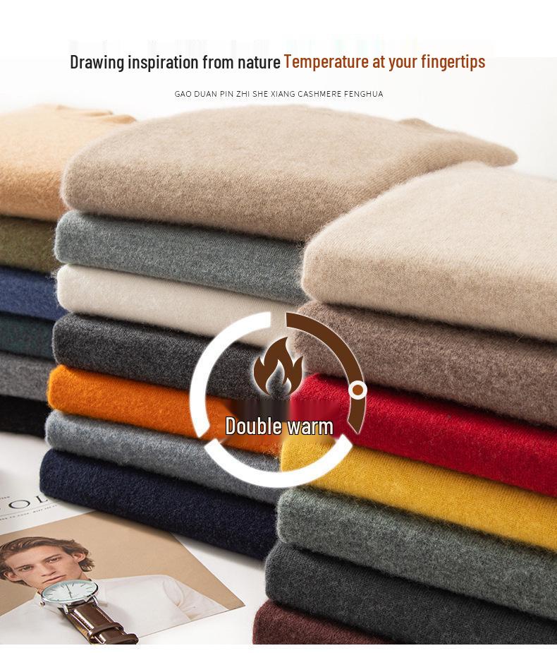 Men's Cashmere Half-High Neck Business Casual Sweater - Long Sleeve Autumn/Winter Knitwear