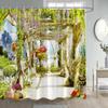 Italian Street View Shower Curtain Vintage Town Arch Floral Plant European Style Scenery Home Bathroom Curtains Decor with Hooks