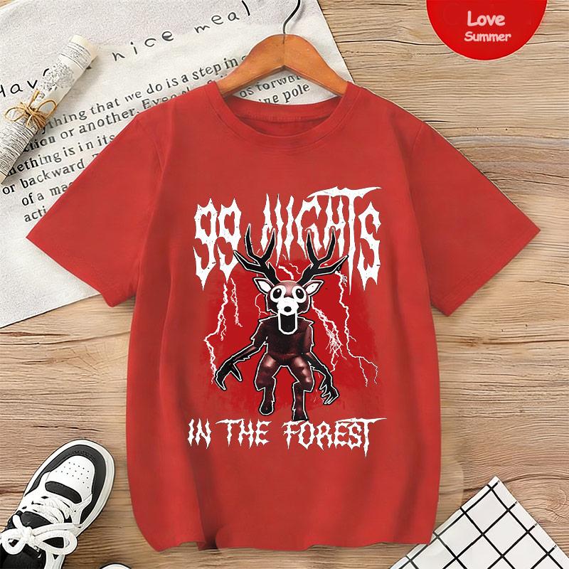 Kids 99 Nights in Forest Print Tee Shirt for Boys Girls Short Sleeve Classic T-Shirt Gift for Children
