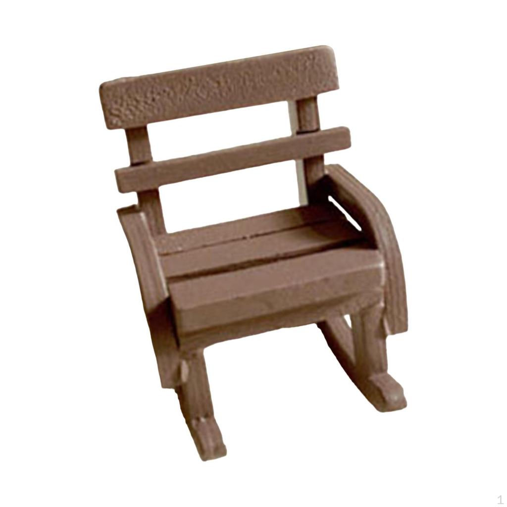 Dollhouse Furniture Mini Rocking Chair Handpainted Vintage Wooden Chairs for Micro