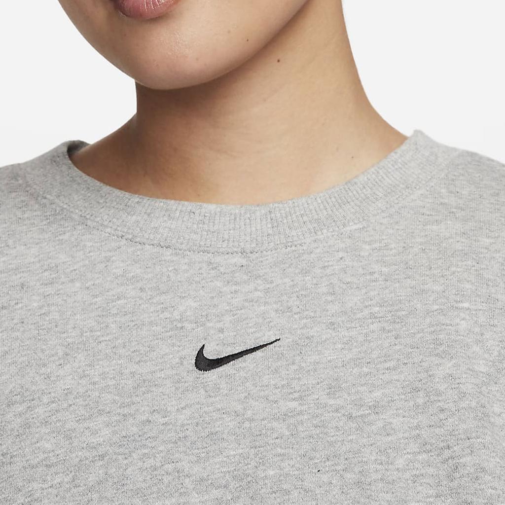 Nike Sportswear Solid Color Fleece Crewneck Long Sleeve Workout Top Women Tops Dark-Gray FB8265-063