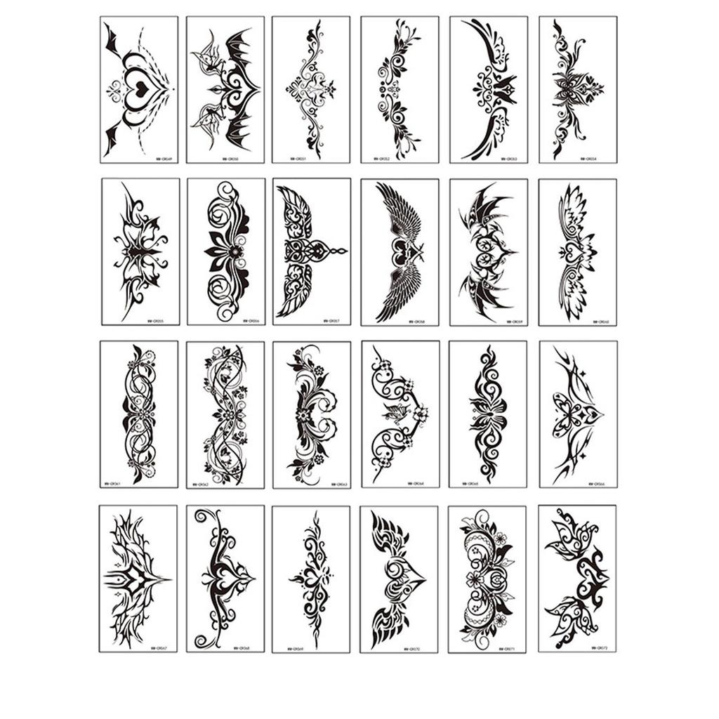 Ponko Temporary Tattoos - Heart Design - Sexy Temporary Tattoos - 24-Piece Set - Waterproof - Lasts 3-5 Days - Body Stickers - Easy to Apply & Remove