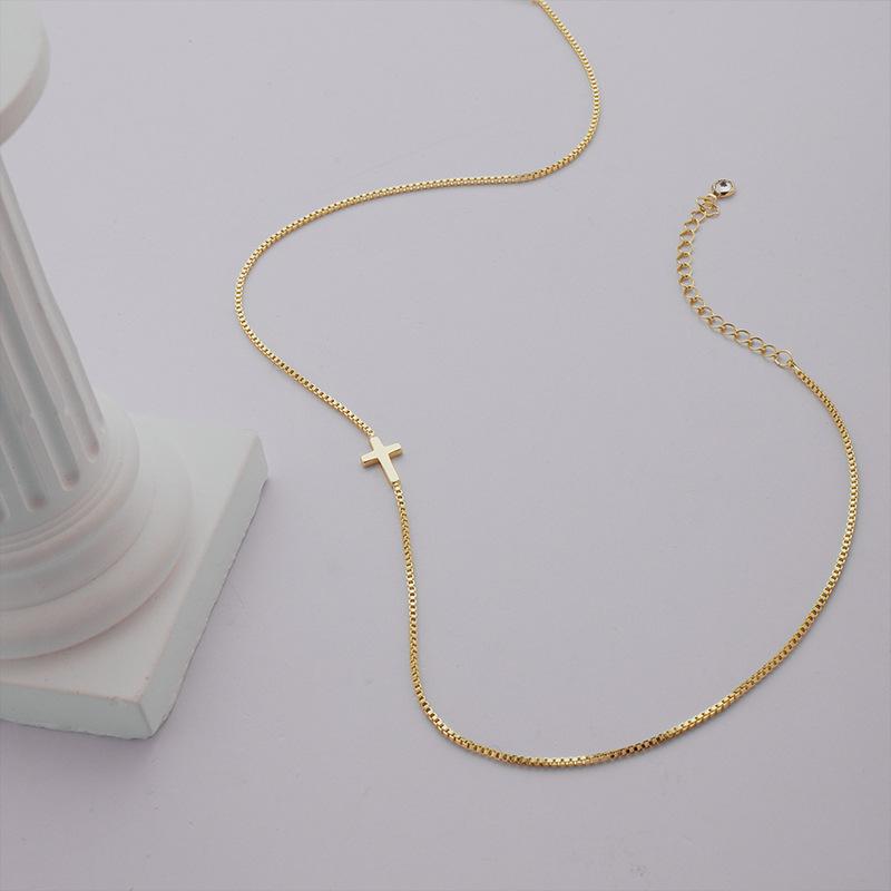 European Fashion 14K Gold-Plated Cross Necklace for Women