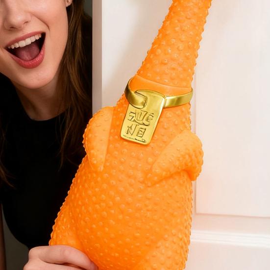 Squeeze Me Giant Rubber Chicken Toy 27-Inch Glow In The Dark Stress Relief Chicken Toy Tie-Dyed Squeaky Prank Gag Gift for Parties