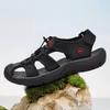 Summer Men Sandals Genuine Leather Mens Casual Shoes Outdoor Men Leather Sandals for Men Beach Shoes Roman Shoes Plus Size 38-46