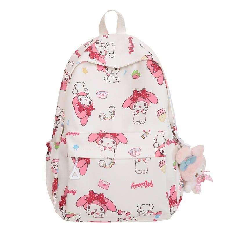 Trendy Lightweight Nylon Backpack For Middle And High School Students In Pink And White