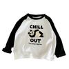 Boys Long Sleeve Cotton T Shirt with Cartoon Embroidery for Spring Autumn Comfortable Top