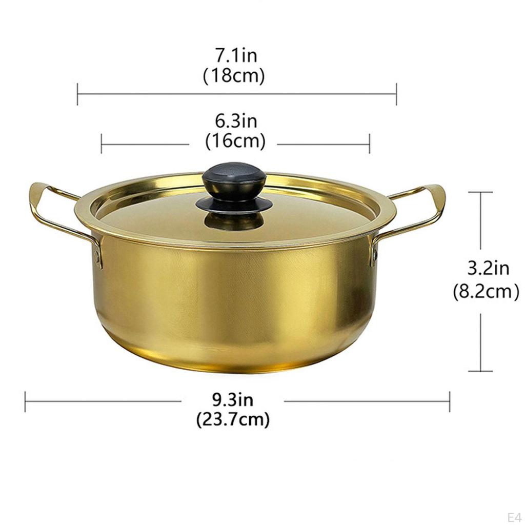 for Korean Ramen, Kimchi Soup, Cookware with Lid, Camping Seafood, Ramen Stew And