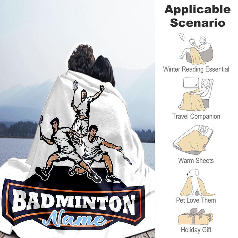 Badminton555 Customize Text Blanket Cozy Personalized Blanket Soft Warm Cozy Suitable for Home Decor Living Room Bedding Bed Four Seasons Universal