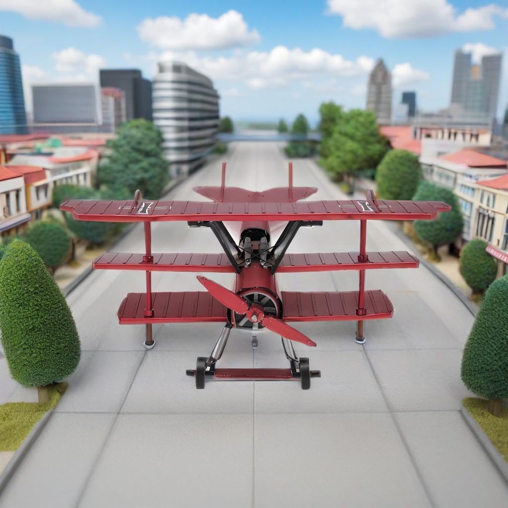 Piececool 3D Puzzle, Metal, Red Baron's Fokker Dr. I Triplane, 3D Puzzle, Assembly Required, No Glue Required, 2-Star Difficulty, IntermediateAdult,