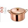 Bayosou Pure Copper Pot, Copper Soup Pot, Handmade, Thick, Stew Pot, Deep, Thick, Suitable for Breakfast, Gas Stove, Induction, Easy To Clean, Traditi