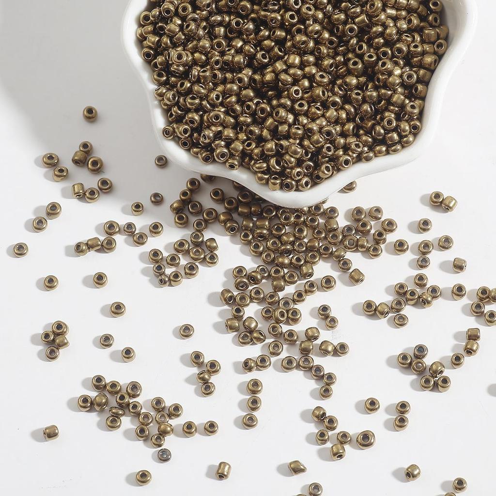 2/3/4mm Metal-Colored Glass Rice Beads for DIY Jewelry Making