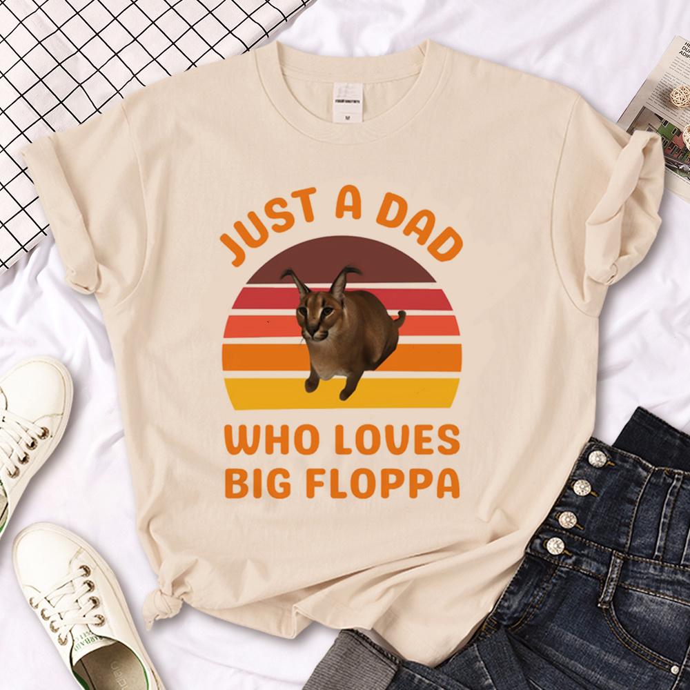 Floppa Tee women funny graphic Tee female harajuku clothes