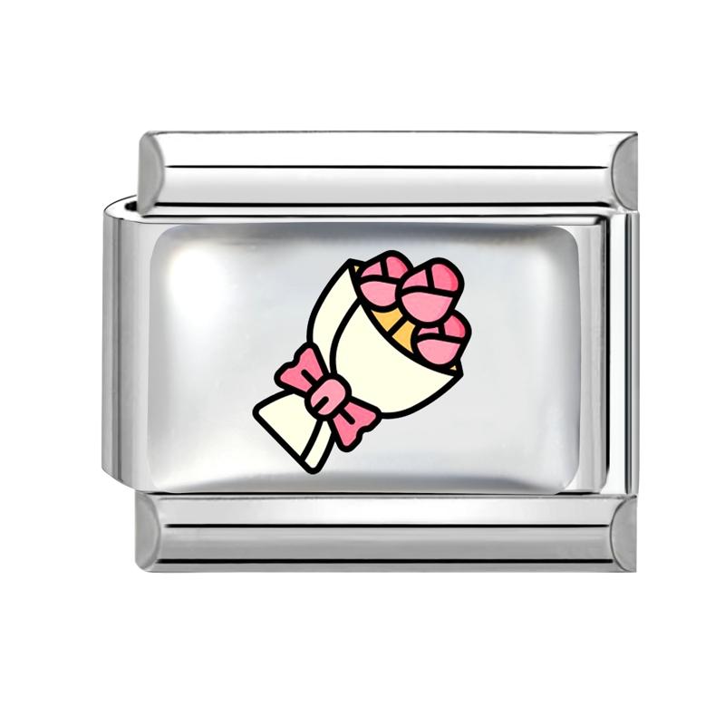 New Lovely Heart Envelope Rose Butterfly Cherry Charm Links Fit 9mm Italian Bracelet Women Men Making DIY Jewelry Gifts