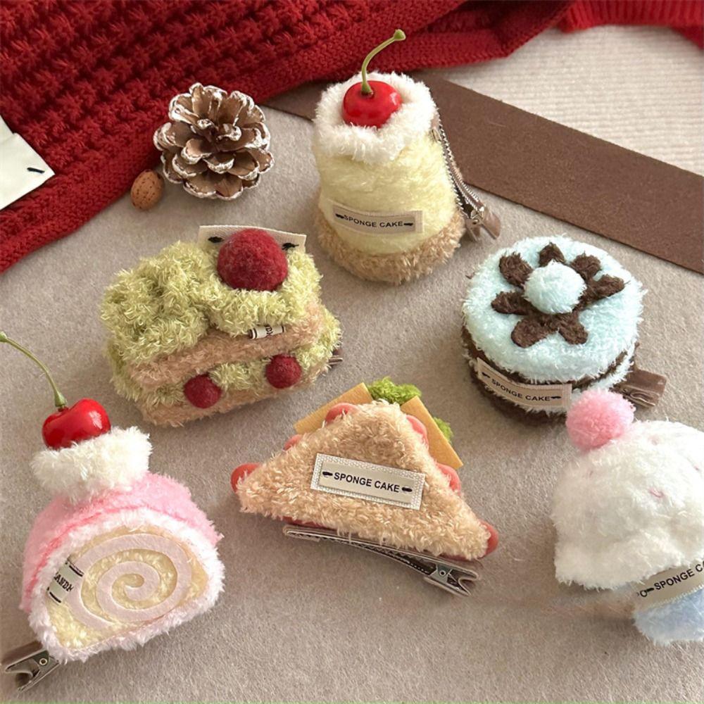 Cute Cream Cake Hairpin Girl's Hairpin Bangs Hair Clip Headdress Sandwich Cake Plush Hairpin