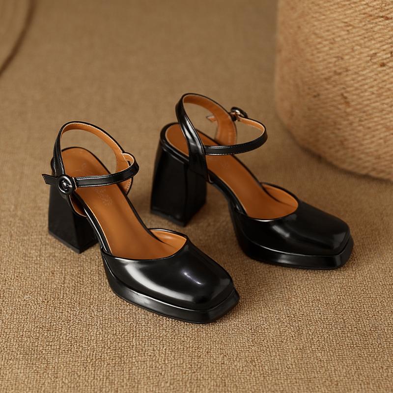Fashion Elegant Summer Shoes For Women 2024 Black White Close Toe Block High Heels Female Wedding Office Shoes Dress Pumps Large Size 45