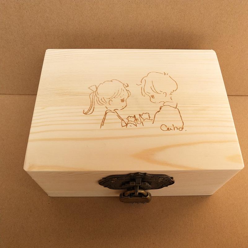 Vintage Solid Wood Rectangular Storage Box with Lid