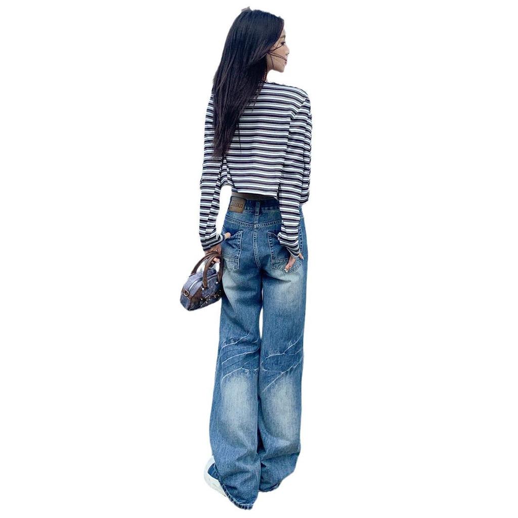 Early Autumn Retro Mid-Rise Flare Jeans with Extended Length for Women