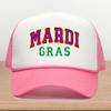 Mardi Gras Trucker Hat Purple Green Gold Print Mesh Back Baseball Cap Adult Casual Unisex