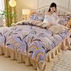Cozy Flannel 230g Milk Velvet Printed Bed Set with Skirt - New Autumn/Winter Collection, Hot Seller