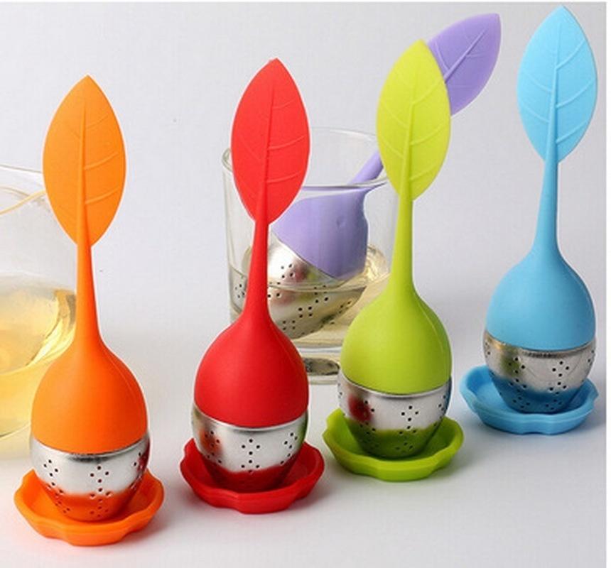 Haushalt Silikon Tee Sieb Süßes Blatt Muster Teefilter Teekanne für Loseblatt Kräuter Gewürz Filter Werkzeuge