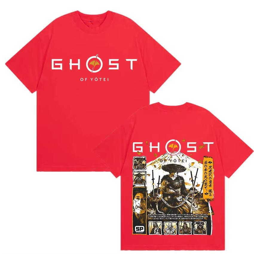 2026 Japanese Game Ghost of Yotei Graphic pure cotton mens shirt ukiyoe style ONeck Short Sleeve womens fashion Tshirt